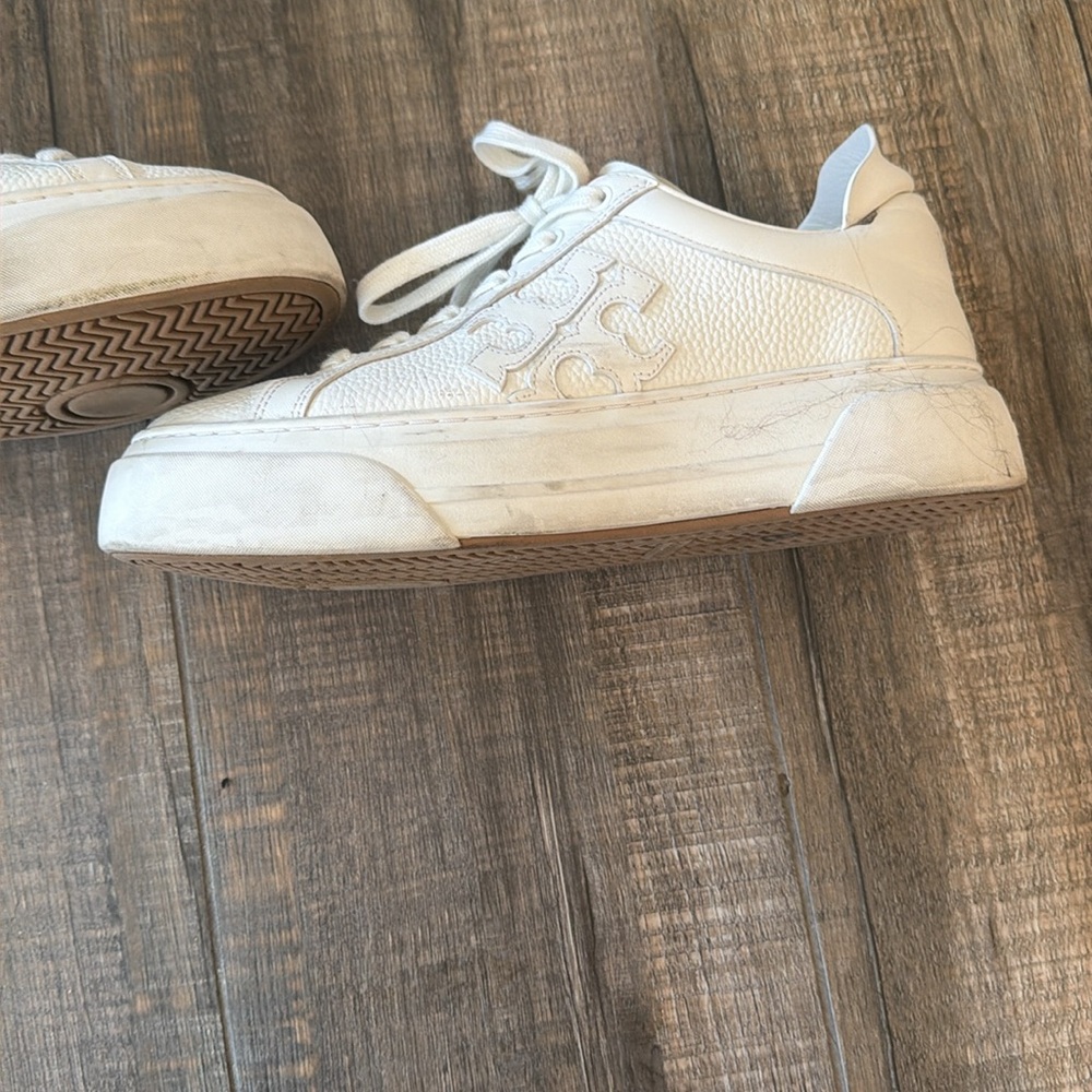 Tory Burch White Leather Sneakers - Picture 3 of 5